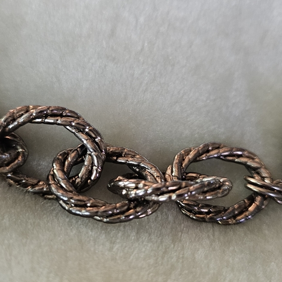 LIZ CLAIBORNE Chunky Double Rope Necklace Oxidized Silver Tone LOT710 - Picture 8 of 11